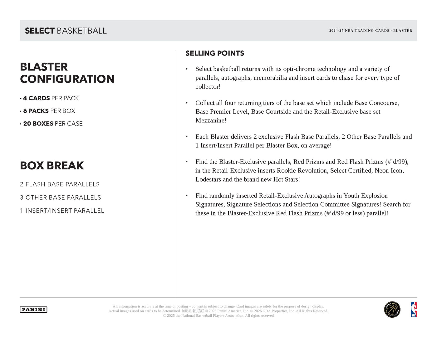 2024-25 Panini Select Basketball 6-Pack Blaster Box