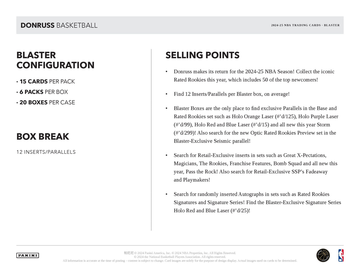2024-25 Panini Donruss Basketball 6-Pack Blaster Box