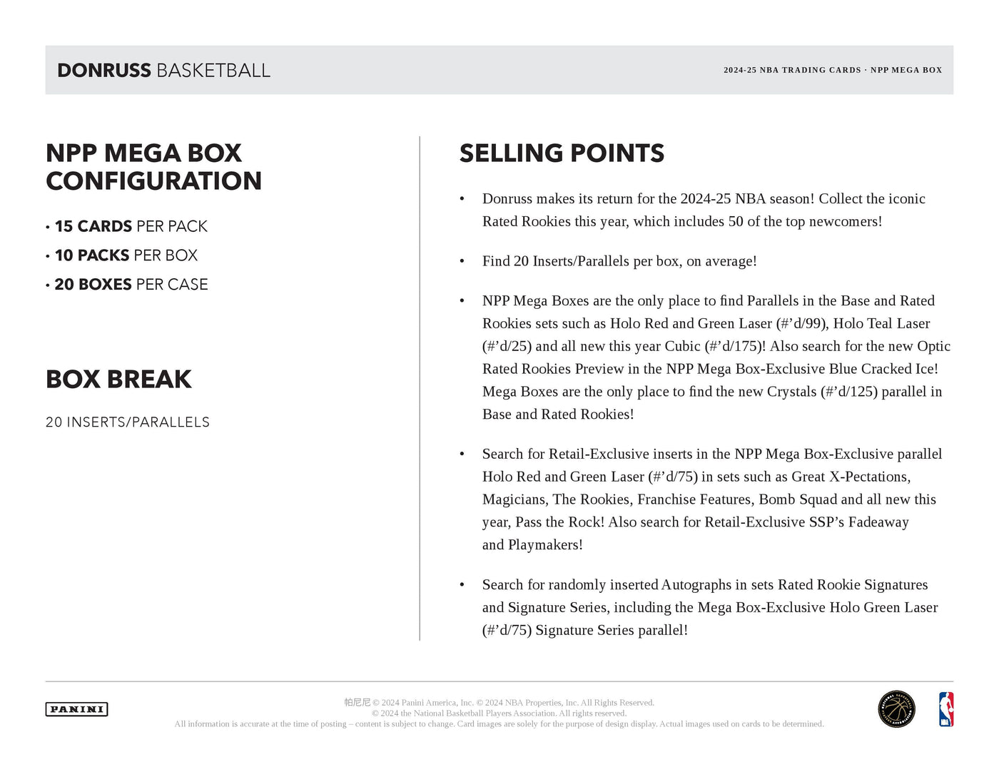 2024-25 Panini Donruss Basketball Mega Box