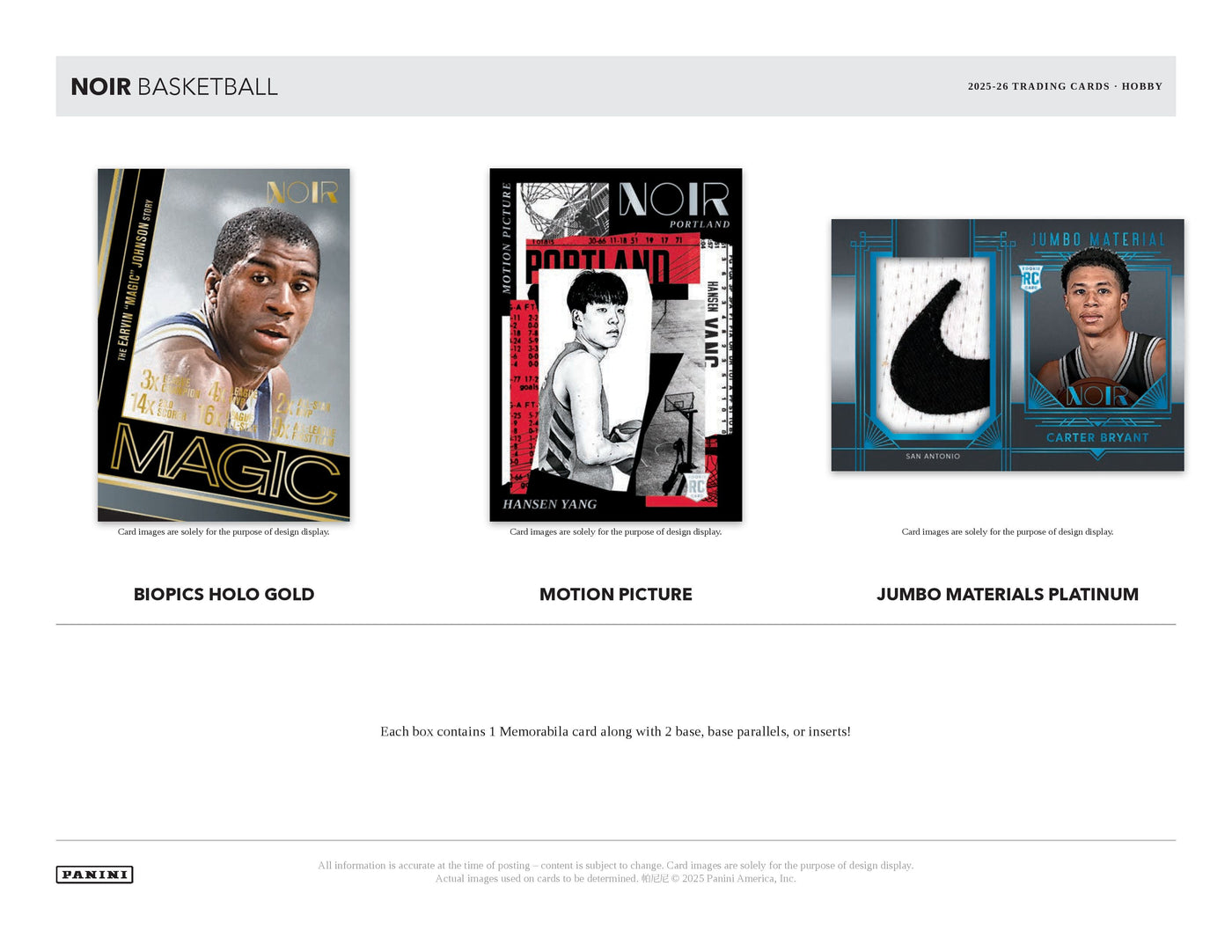 2025-26 Panini Noir Basketball Hobby Box (Pre Order)