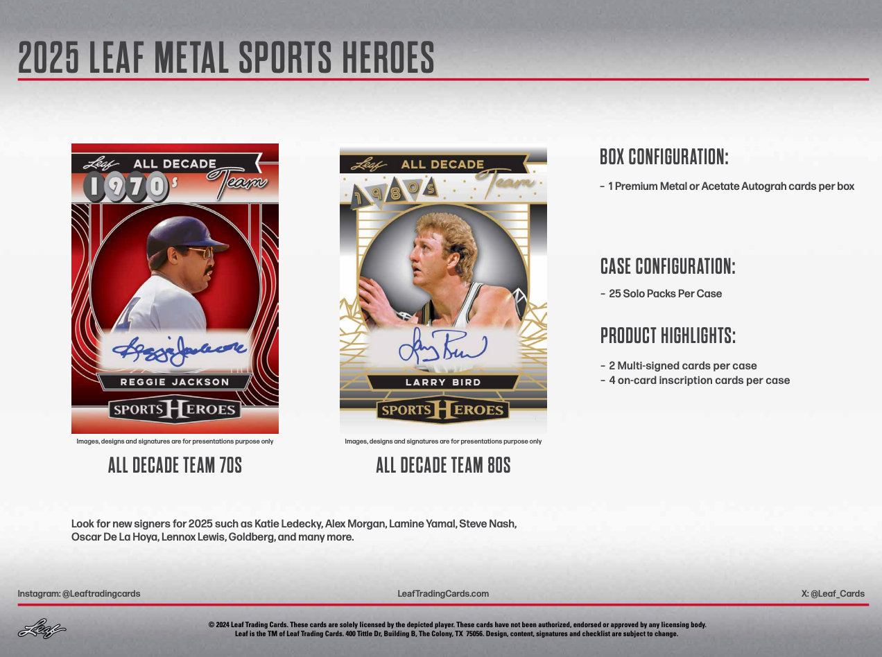 2025 Leaf Metal Sports Heroes Solo Edition Hobby Pack