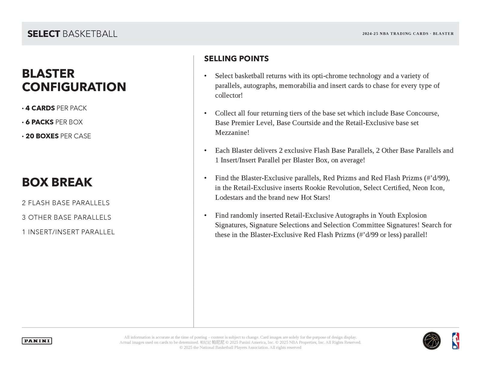 2024-25 Panini Select Basketball 6-Pack Blaster Box